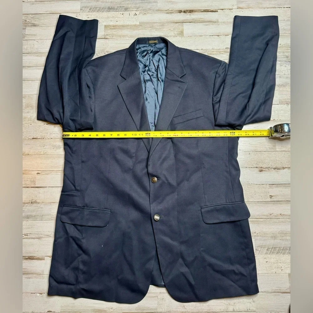 Stafford Executive Navy Blazer Jacket Metal Buttons 100% Wool 48L
